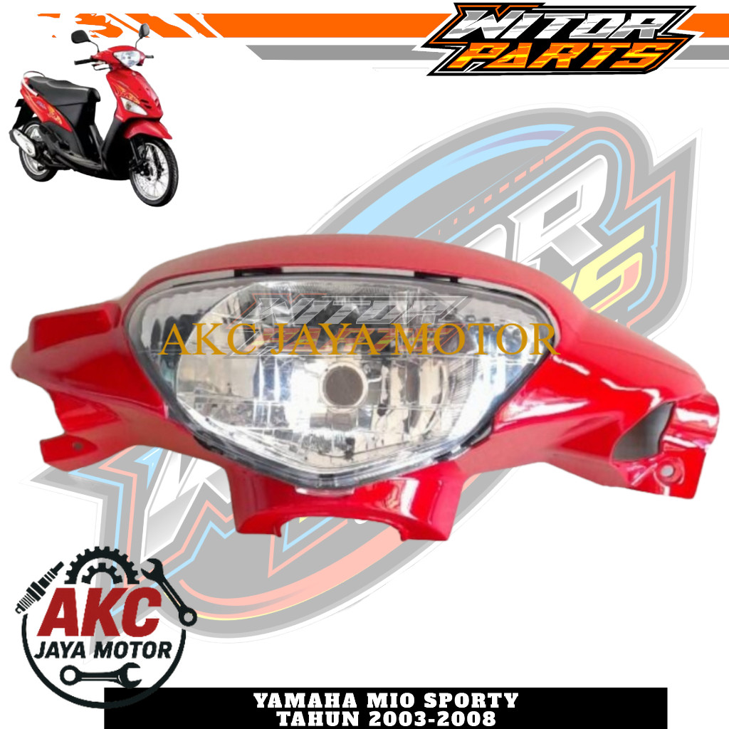 Batok Kepala Depan Mio Sporty Plus Reflektor Lampu Depan Merah Cabe / Batok Depan Mio Sporty Plus La