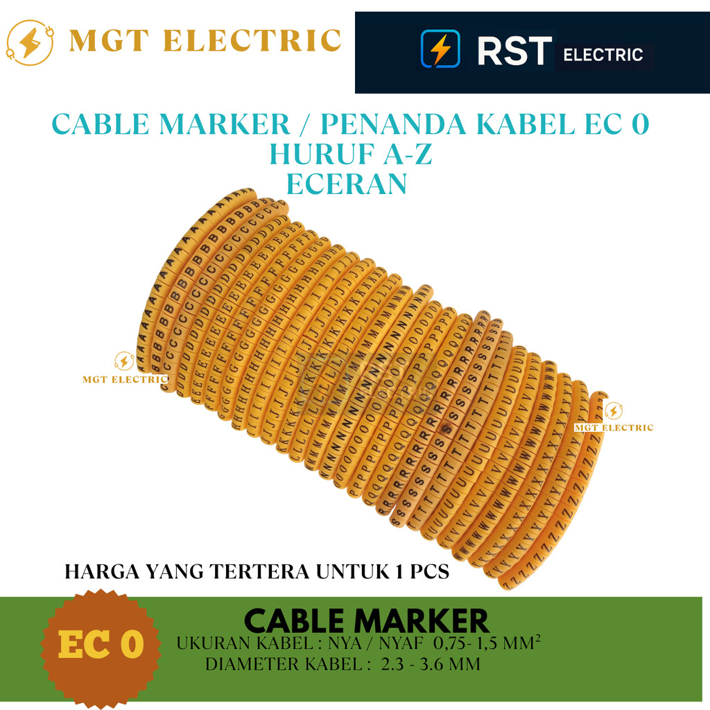 Marker Kabel EC-0 / Cable Marker EC0 A-Z / EC0 Huruf A sampai Z / Penanda Kabel EC0 KABEL NYA 1,5 mm