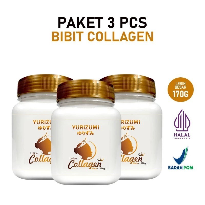 [ BPOM ] Paket 3 pcs Bibit Collagen Lotion Krim Pemutih Badan Pemutih Wajah termurah