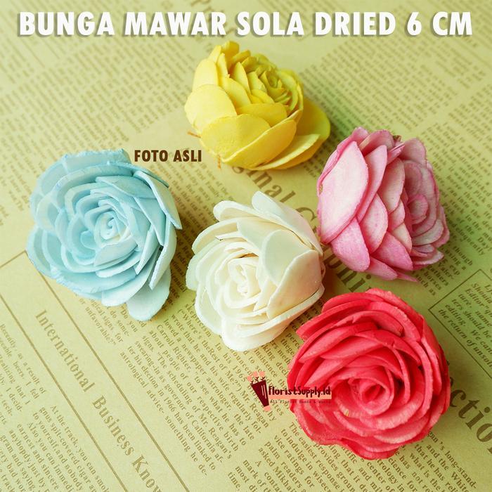 Bunga Mawar 4 cm Sola Wood Dried Flower Import / Bunga Diffuser - Kuning