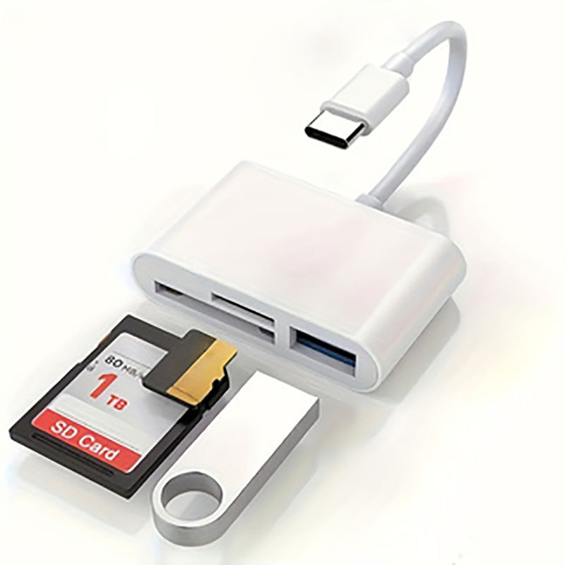 USB C To SD/TF Memory Card Reader, 3-in-1 USB C Card Read Compatible With iPhone 15 Pro iPad Mac Mac