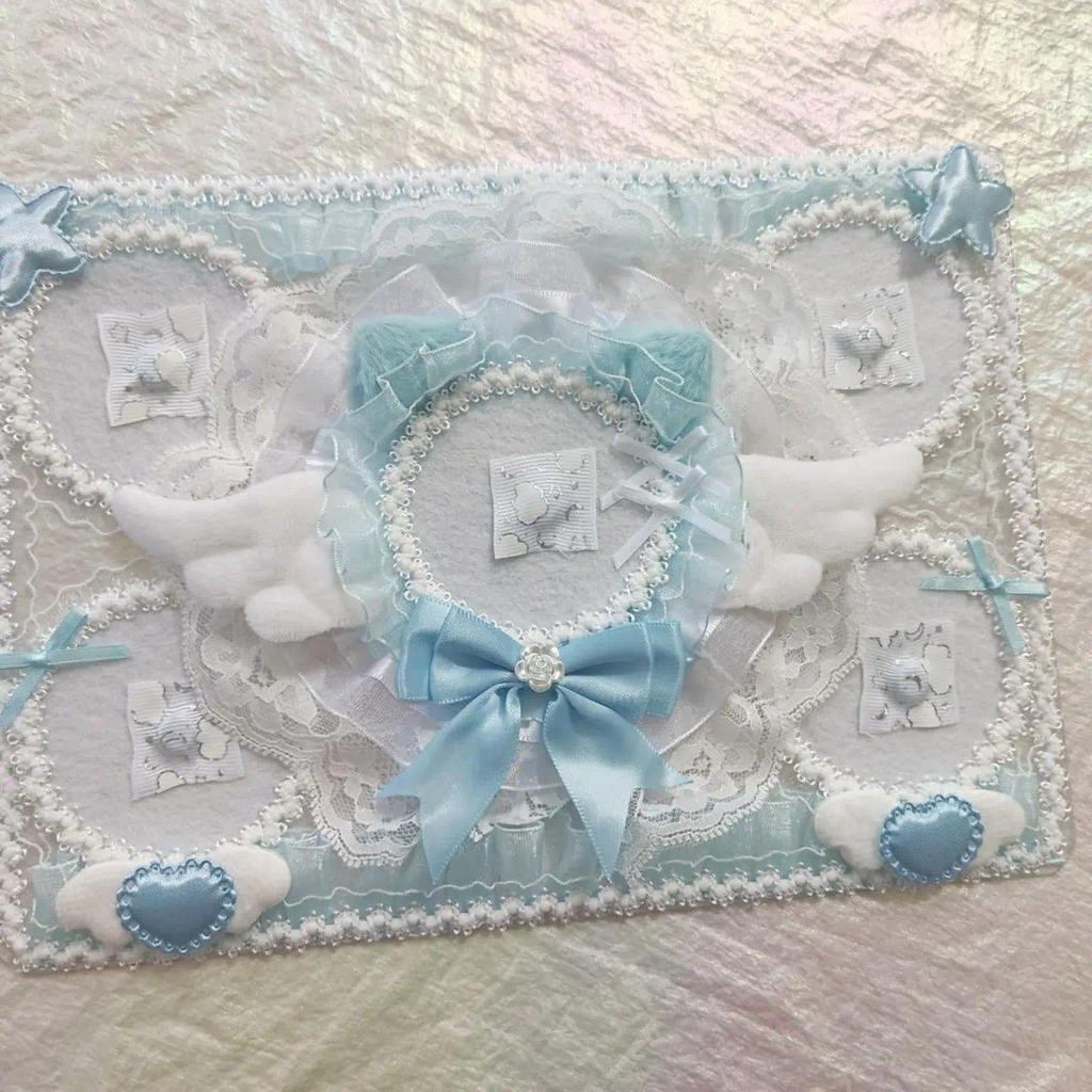 Handmade Lace Bowknot Cat Ears Wings Large Capacity Ribbon Ita Board Badge Holder Ita Bag Accessory 
