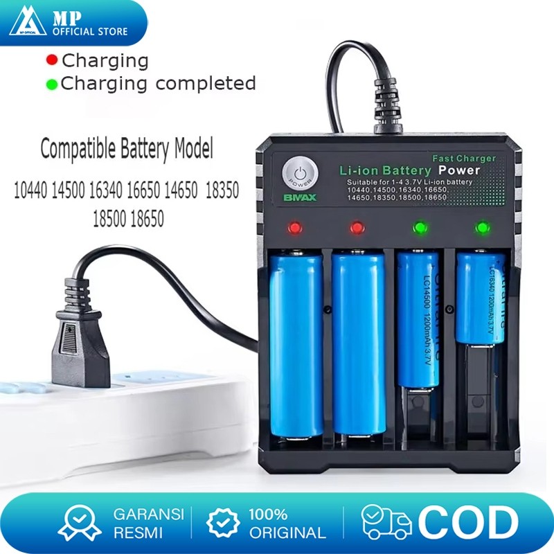 Mahonipoint Fast Charger Li-on charger 4 Slot USB Intelligent Battery Charger 18650 Li-ion Baterai A