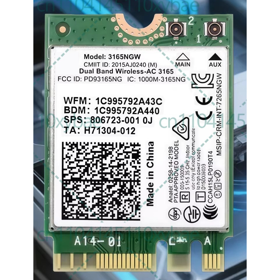 For Intel 3165NGW 3165AC Dual Band 5G 433M Built-in Wireless Network Card 4.2 Bluetooth NGFF M.2