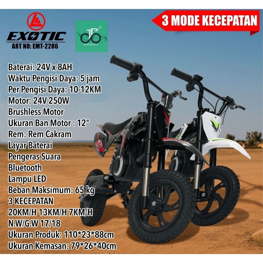 Mini Motor Trail anak elektrik Exotic EMT-2286 NEW EMT 2286 Listrik