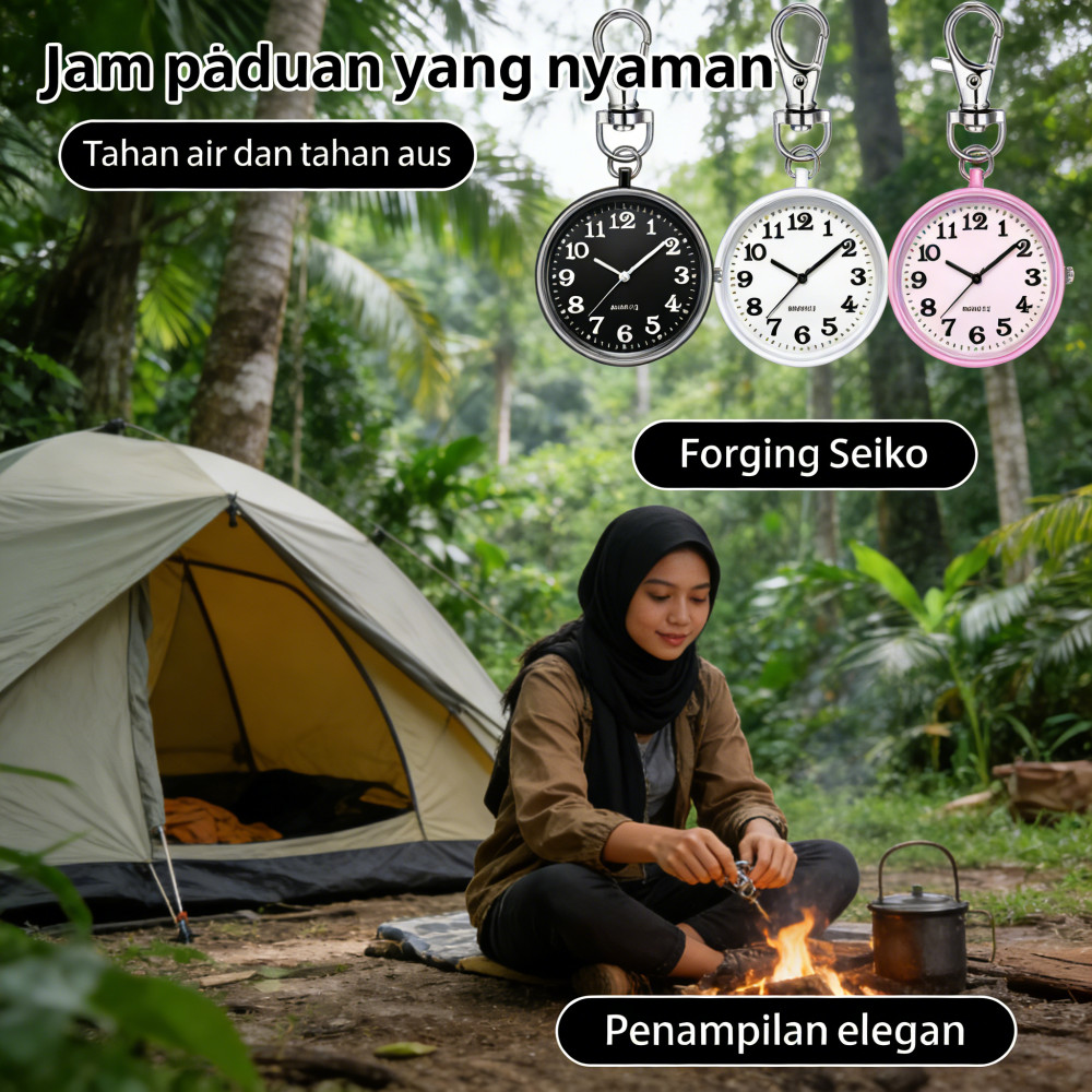 Dapat digunakan Jam kuarsa transparan baru Gantungan kunci perawat Jam saku gantungan kunci perawat 