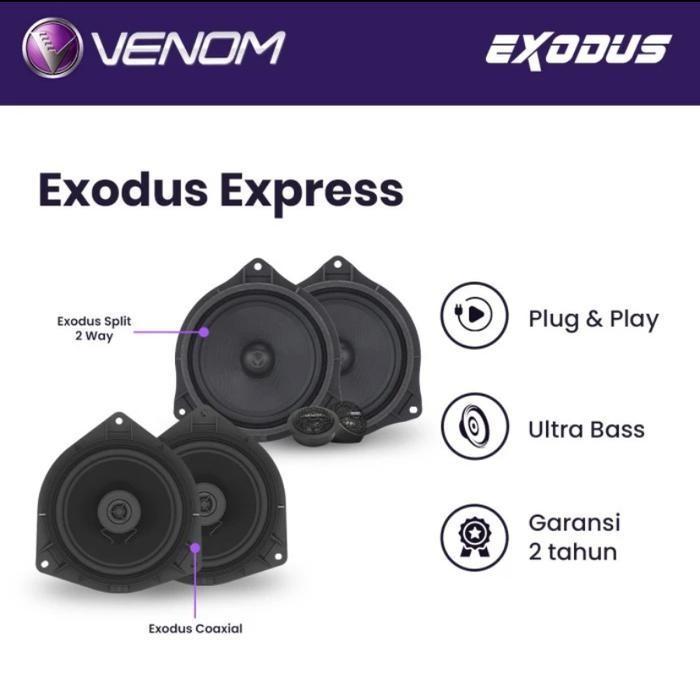 Venom Paket Audio Mobil Exodus Express Speaker Depan Belakang Plug n Play GARASI RESMI 100% Original