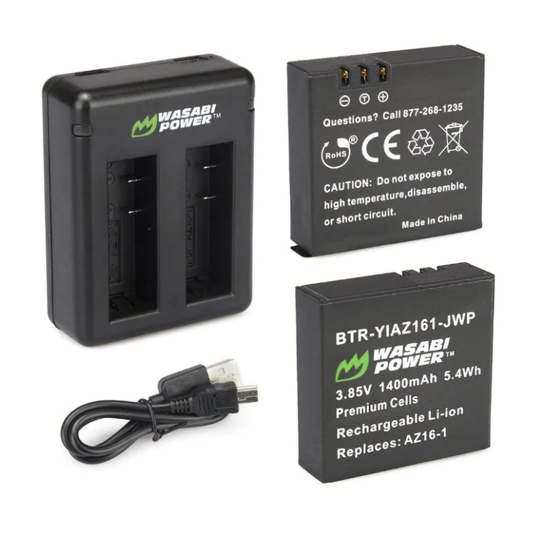 Bermain|| Wasabi Power Battery & Charger KIT for Xiaomi YI 360 VR 360VR YI360 YI360VR Baterai Kamera