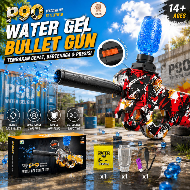Mainan Water Gel Blaster Elektrik P90 Tembak Tembakan Anak Gell Kado Ulang Tahun Laki Laki Aman SNI
