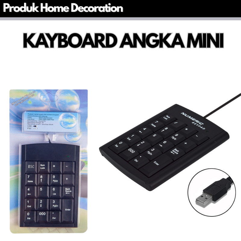 Keyboard Angka Mini – Numpad USB untuk Laptop/PC