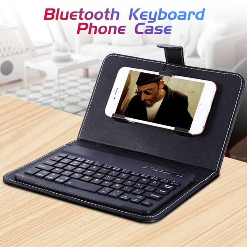 Case Keyboard Wireless / Bluetooth Mini Portable / Casing Kulit Smartphone / Keyboard Mini Bluetooth