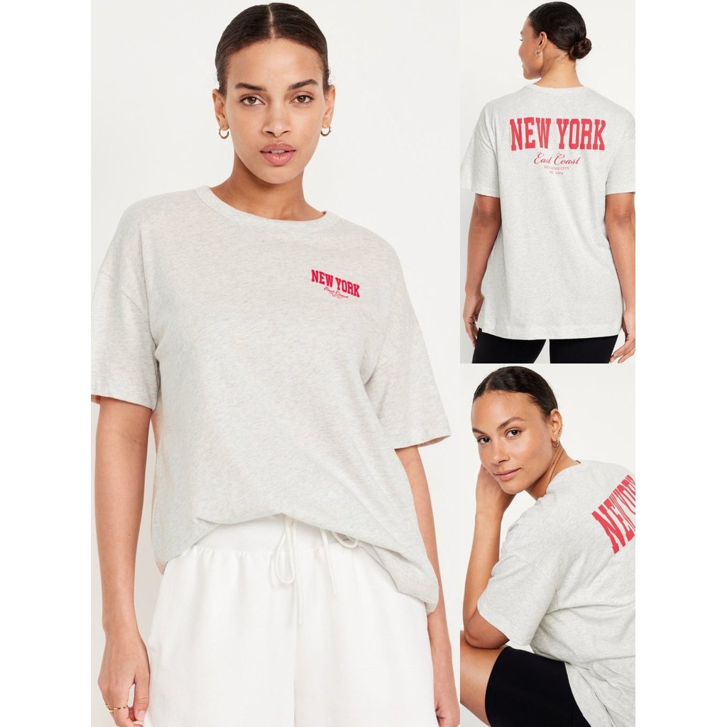 Kaos Lengan Pendek Oversize Wanita Bahan Katun Adem | Oversized EveryWear Graphic Tunic T-Shirt - OL