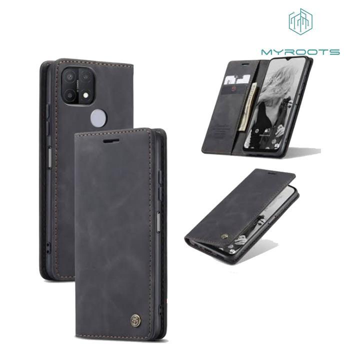MR Caseme Untuk Oppo A15 A15 S leather flip wallet case dompet magnetic - Biru