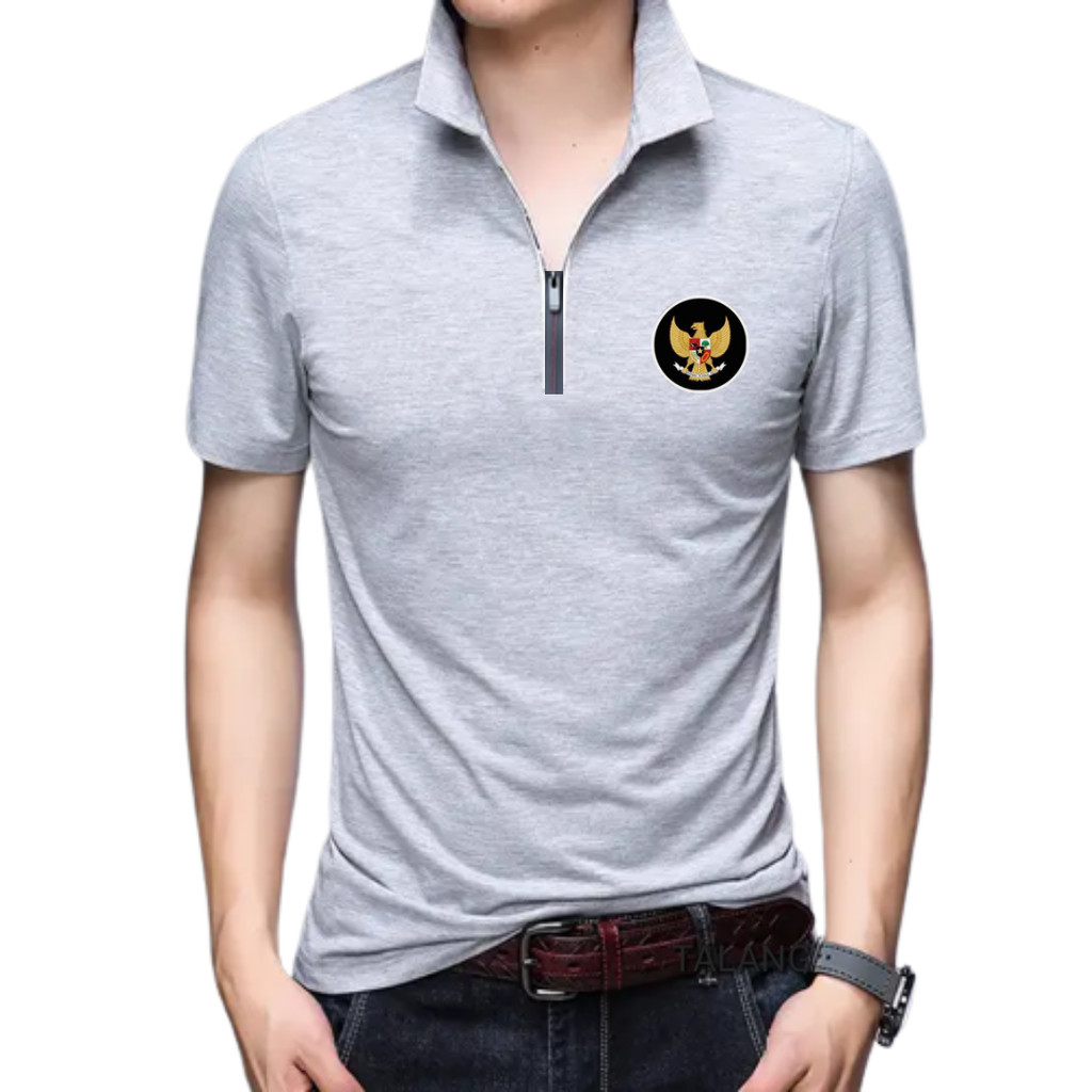 BAJU Kaos baju krah resleting GARUDA / ,Kaos Polo Shirt Pria Dewasa Baju Kerah Lengan pendek / KAOS 