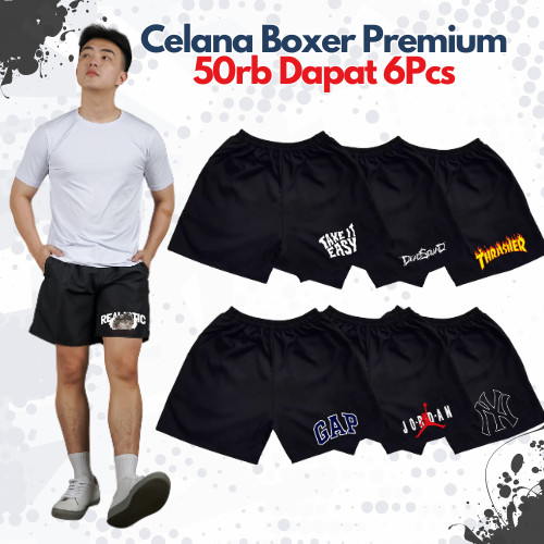 30RIBU Dapat 6 Celana Pendek Pria Wanita Unisex | Celana Boxer | Celana Kolor Dewasa | Celana Pria |