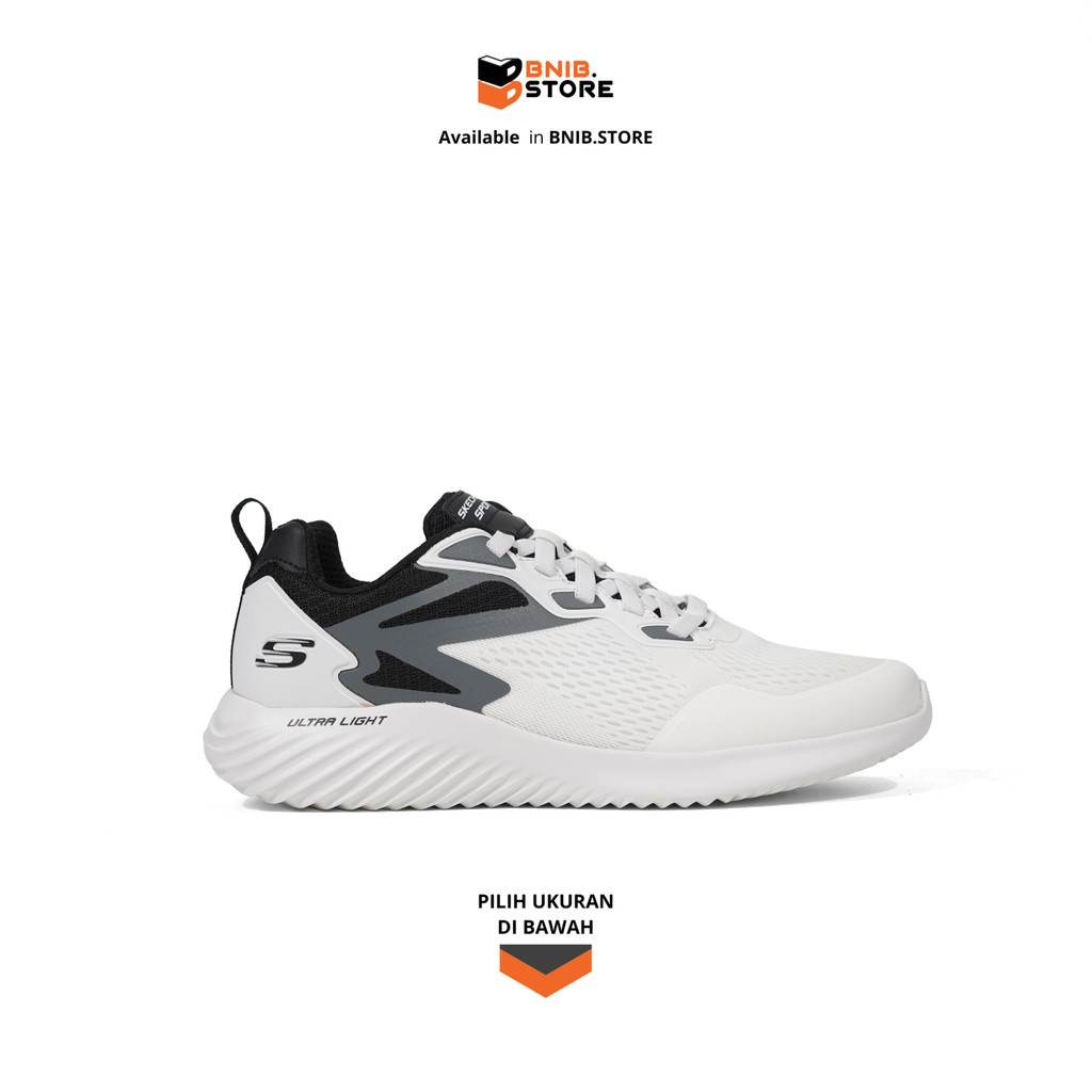 Sepatu Sneakers Pria Skechers Bounder Belgrade White Black [232376WBK] Original