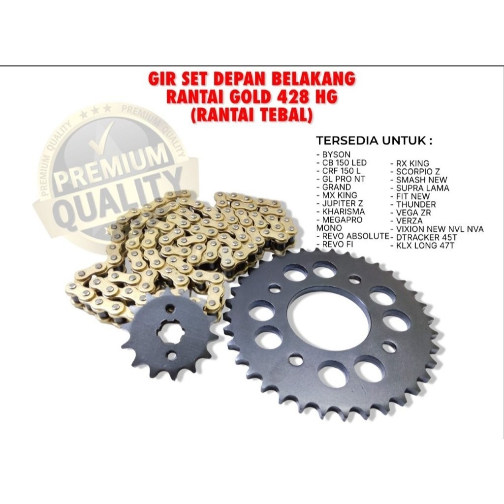 GEAR GIR GIGI SET EMAS GOLD BYSON CB 150 CRF GL PRO GRAND MX KING JUPITER Z KHARISMA SUPRA X 125 MEG