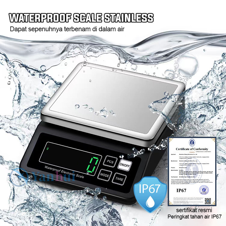 Yanhui 15Kg-10Kg Timbangan Waterproof Digital Dapur Kitchen Scale Charger