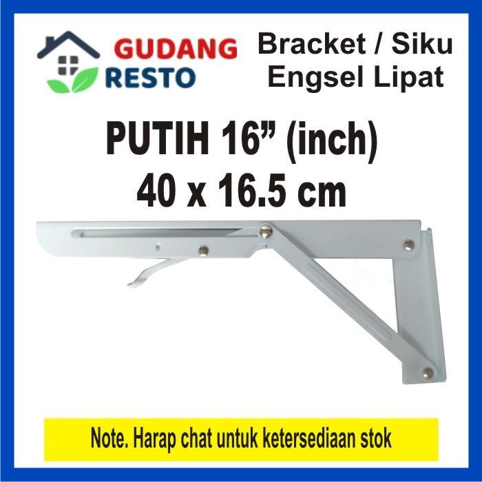 Bracket Lipat / Siku / Engsel FOLDING Rak / Meja / DInding 1SET PASANG - 16" PUTIH