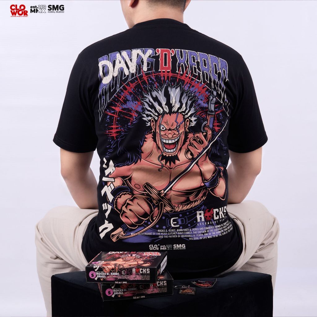 (COD) CLOWOR Rocks D. Xebec Davy D. Xebec Rock  Pirates One Piece Anime Kaos T-Shirt 24s 185GSM
