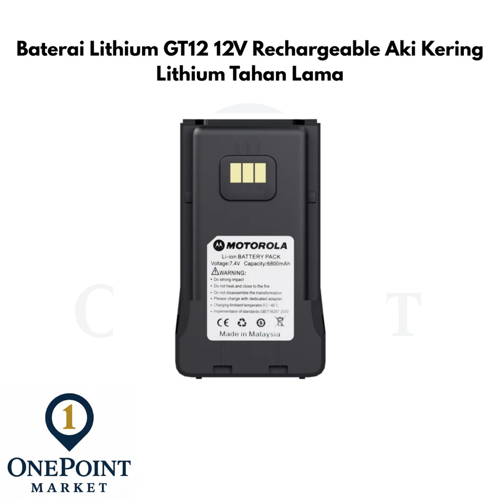 Baterai Lithium GT12 12V Rechargeable Aki Kering Lithium Tahan Lama