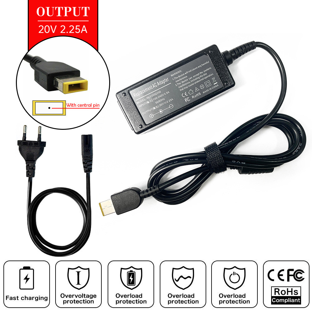 20V 225A Laptop AC Adapter Charger for Lenovo Thinkpad X240 S21e20 T450 T431S X230S G5030 V13014IGM 