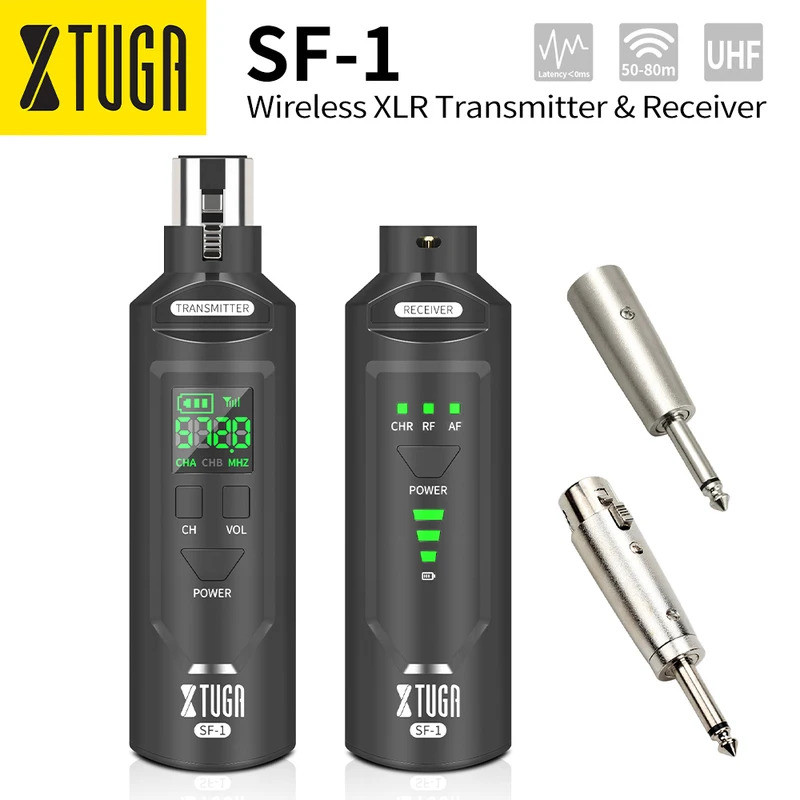 XTUGA UHF Professional Microphone Wireless Converter XLR Recharge Transmitter Receiver for Dynamic/C