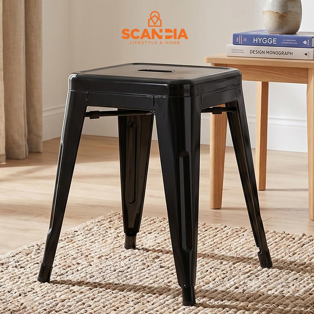SCANDIA London Stool 39x39x45Cm Black - kursi modern minimalis nyaman kokoh elegan stylish furniture
