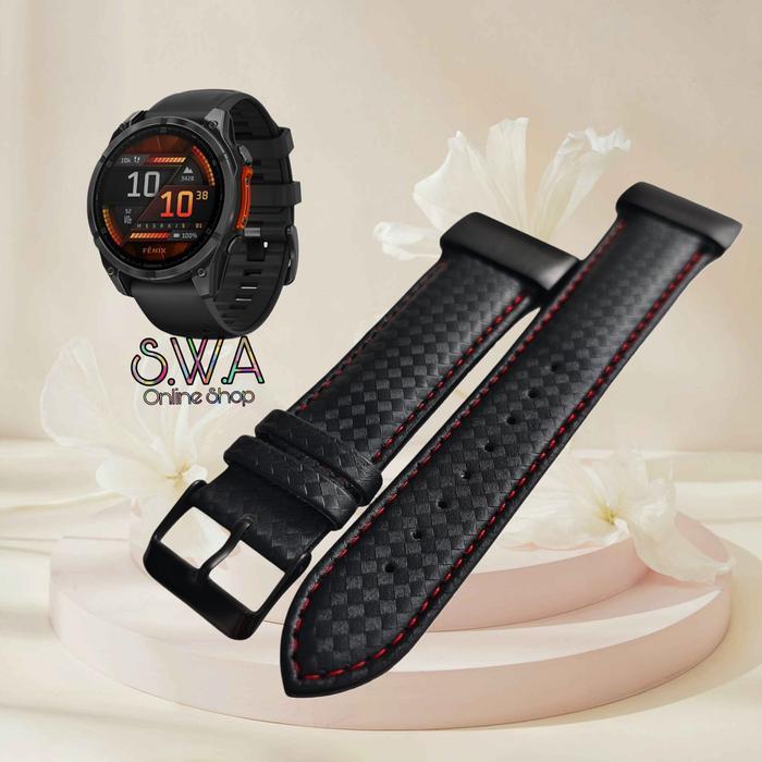 Strap Leather Kulit Carbon Cabon Style Genuine Asli Quick Fit Quickfit Easy Release Watch Band Garmi