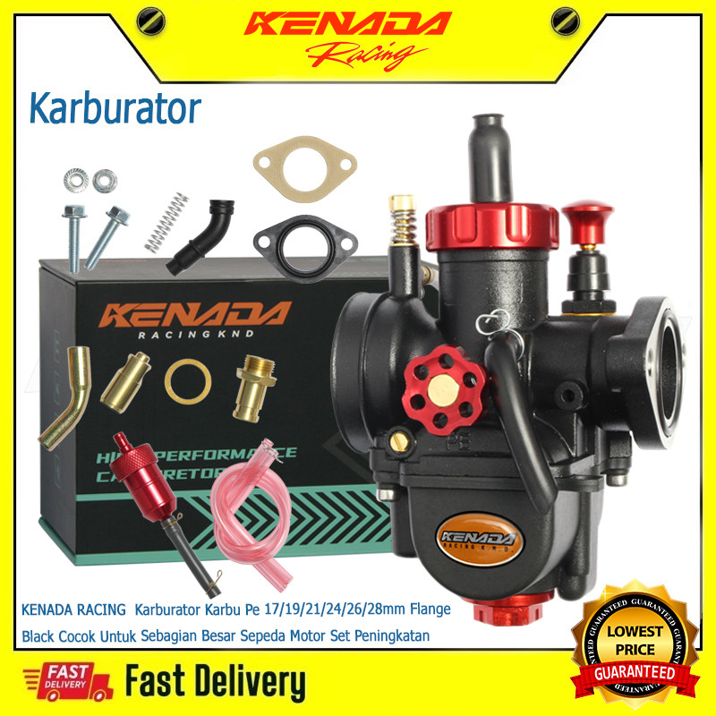 KENADA RACING  Karburator Karbu Pe 17/19/21/24/26/28mm Flange Black Cocok Untuk Sebagian Besar Seped