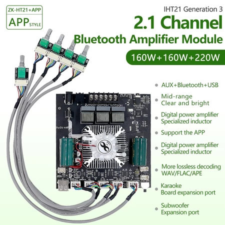 ZK-HT21/TB21 Bluetooth digital power amplifier amplifier 2.1 channel TDA7498E subwoofer nada tinggi 