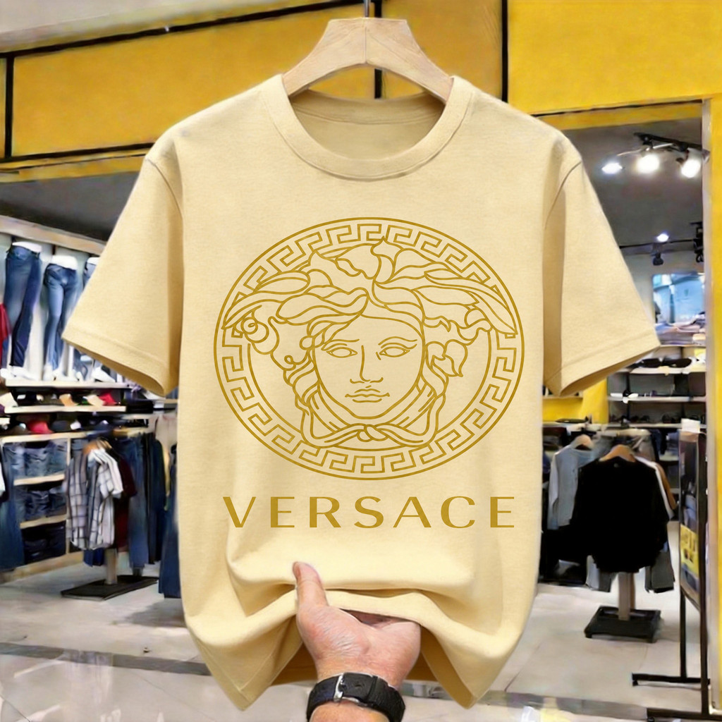 Versace Medusa Print Kaos Polos Katun Premium Tebal 210GSM Original Indonesia Size Lengkap Loose Fit