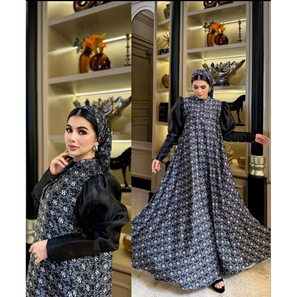 CUCI GUDANG 12.12 Gamis Sale Dress Set Hijab Terbaru  Printing Original Shellasaukia