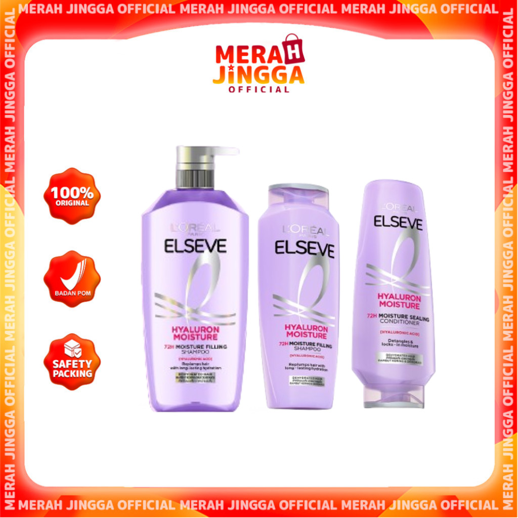 L’Oréal Paris Elseve Hyaluronic Moisture Shampoo 400ml 72Jam Loreal Hyaluronic Acid | Merah Jingga O