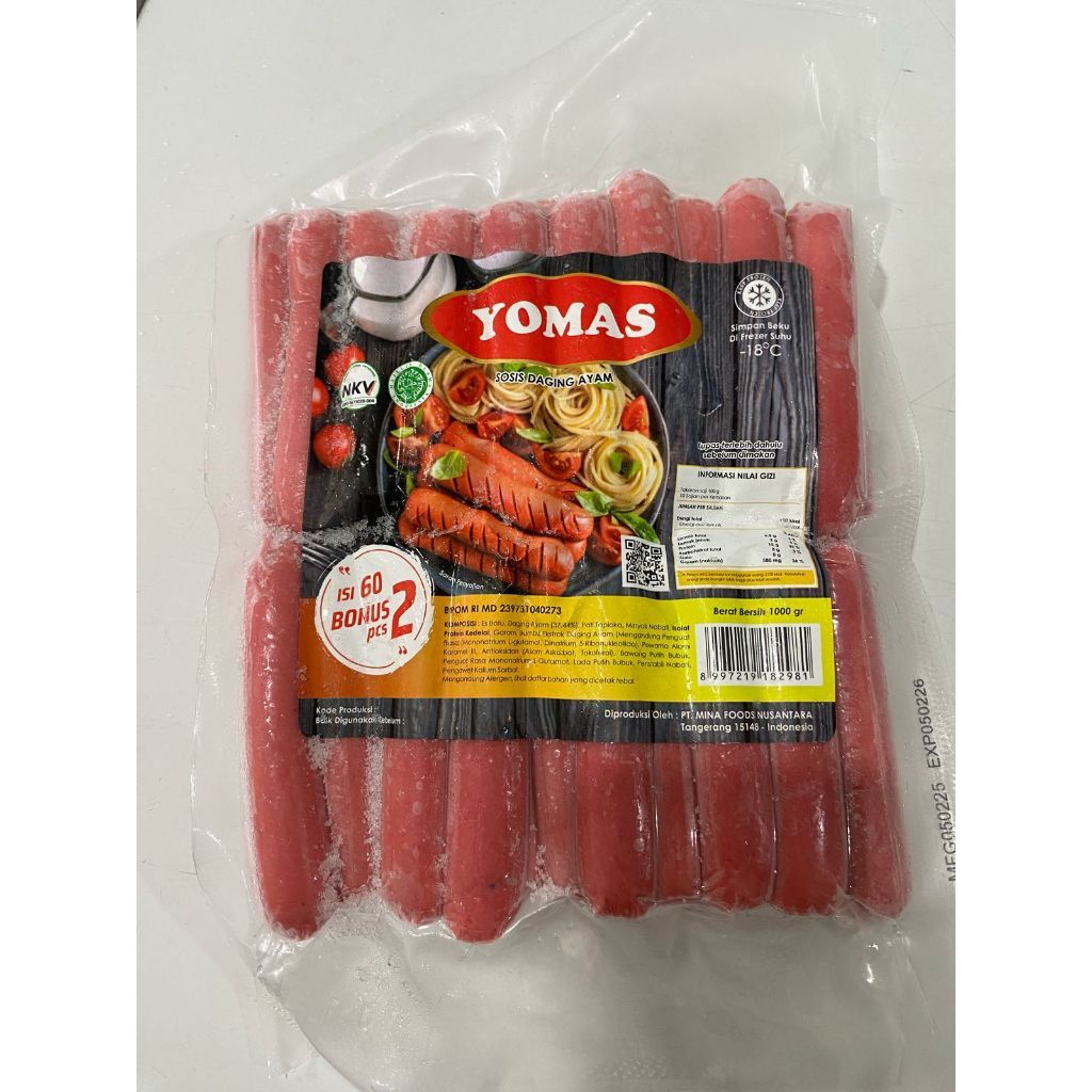 Yomas Sosis Ayam Merah 1 Kg / Sosis Merah