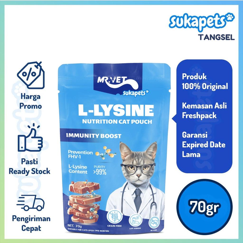 Mr. Vet Cat Pouch L-Lysine Nutrition Makanan Basah 70gr