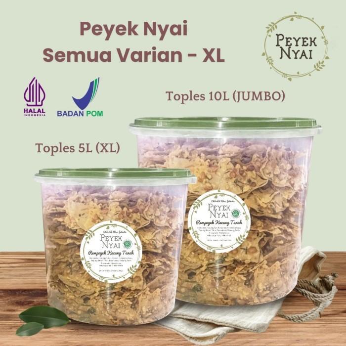 Peyek Nyai - Rempeyek Semua Varian (Toples 5L) XL | Peyek Kacang Tanah | Peyek Teri Medan | Peyek Ud