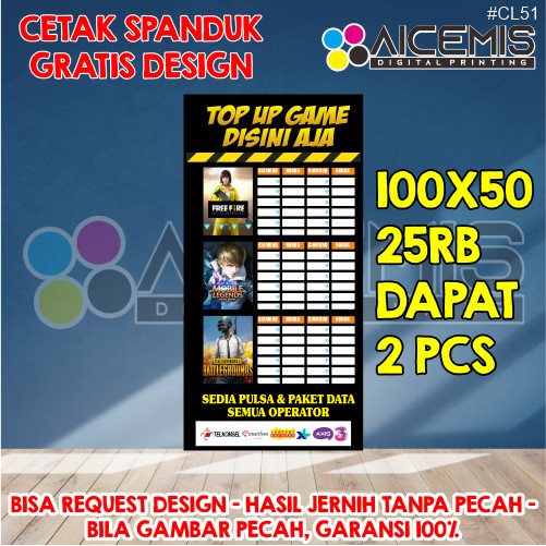 spanduk 1 hari jadi / spanduk banner etalase konter pulsa / spanduk konter hp / banner konter pulsa 