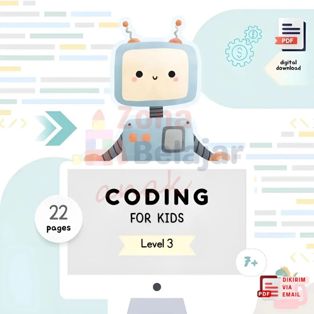 Coding Worksheet Anak Level 3 | Printable Belajar Coding Unplugged Anak 7 Tahun ke Atas Bilingual