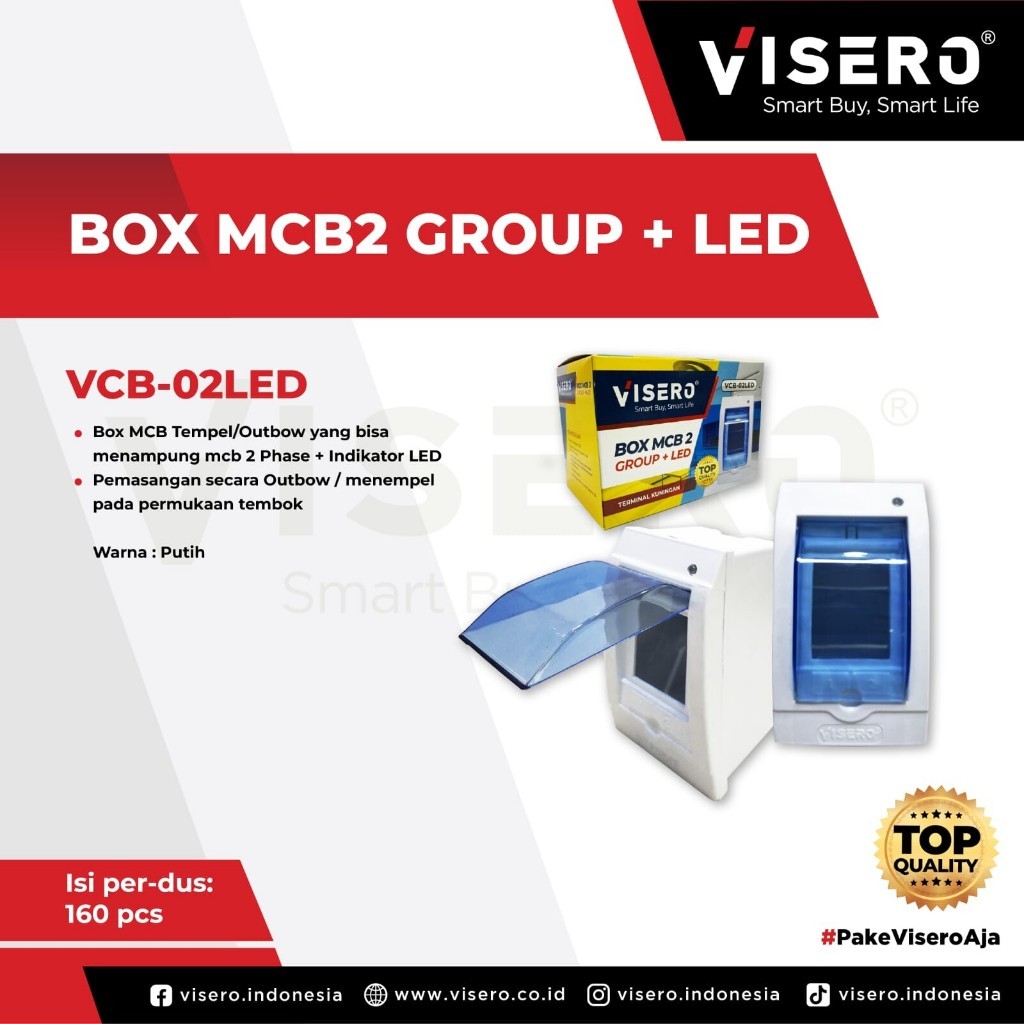 Box MCB 2 Group + Led Mikotek - Visero - Fuse Box 2 Group + Tutup MT7702