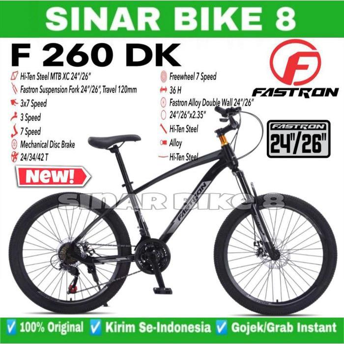 Sepeda Gunung MTB FASTRON F 260 DK Ukuran 24 & 26 Inch 21 Speed Rem Cakram