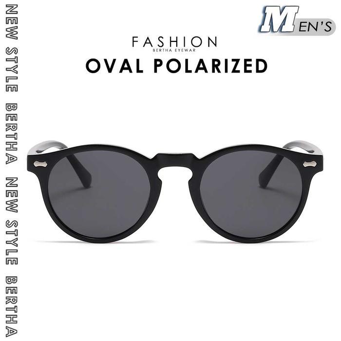 Bertha Kacamata Sunglasses Polarized Bentuk Oval Bahan Tr90 5115X - BLACK