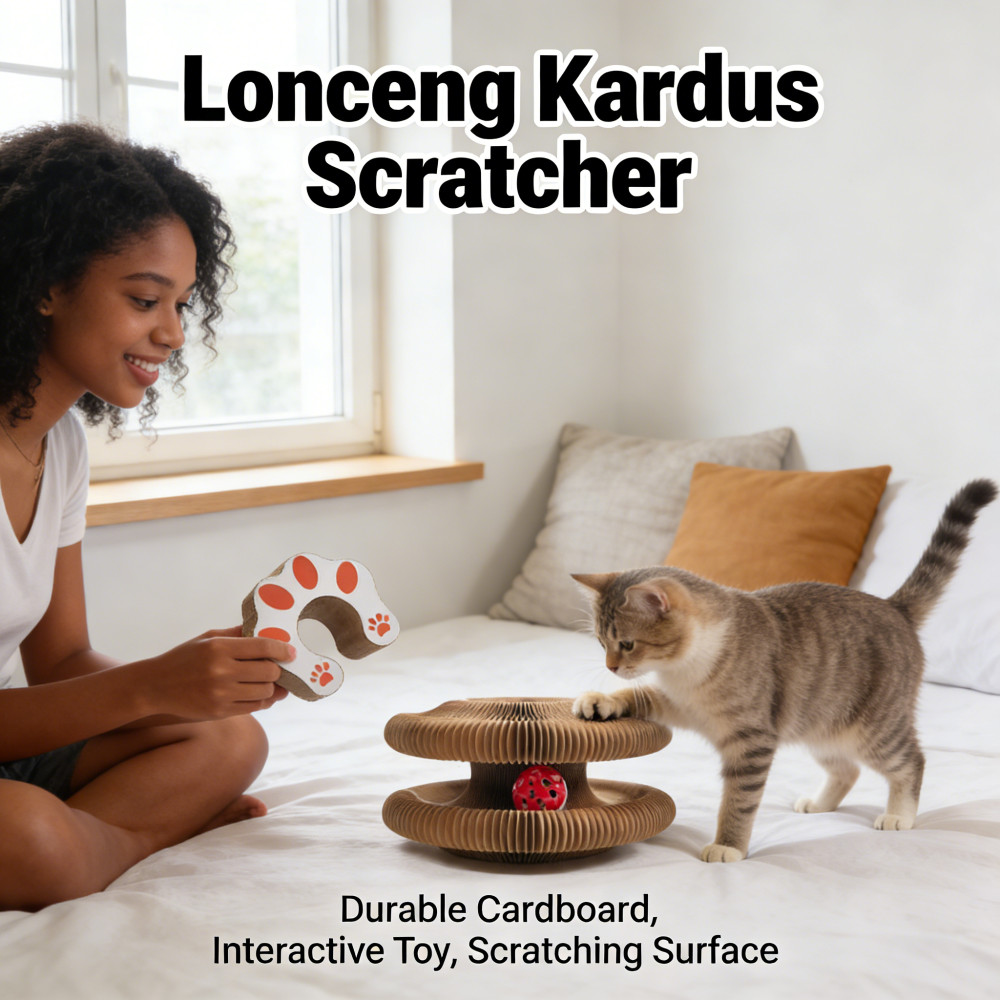 Acordeon Lonceng Papan Cakar Bentuk Bergelombang, Mainan Bosan Magic Cat Ball Scratcher, Gores Tahan