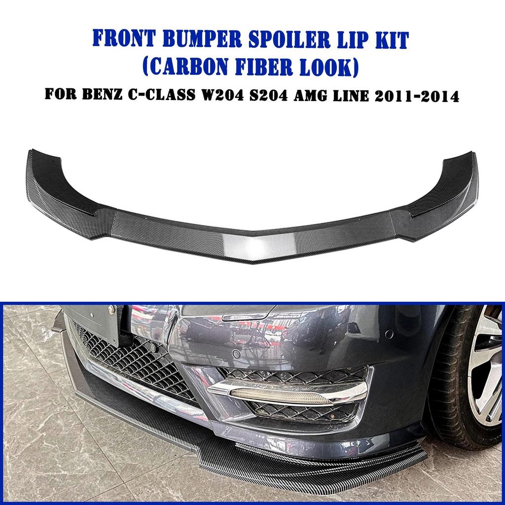 For Mercedes Benz C-Class W204 S204 AMG Line 2011-2014 Se 4-Door Front Bumper Spoiler Lip Blade Lowe