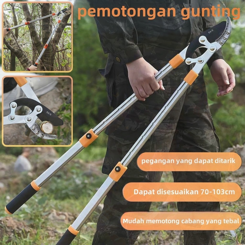 Gunting Dahan Taman Panjang Jerman: Potong Ranting & Dahan Tinggi Tanpa Capek Berkebun Lebih Mudah &