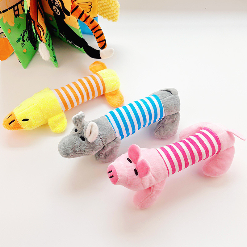 [Binatang Peliharaan Lucu] Boneka anjing kucing kartun, mainan kucing berbentuk bebek, babi, gajah y