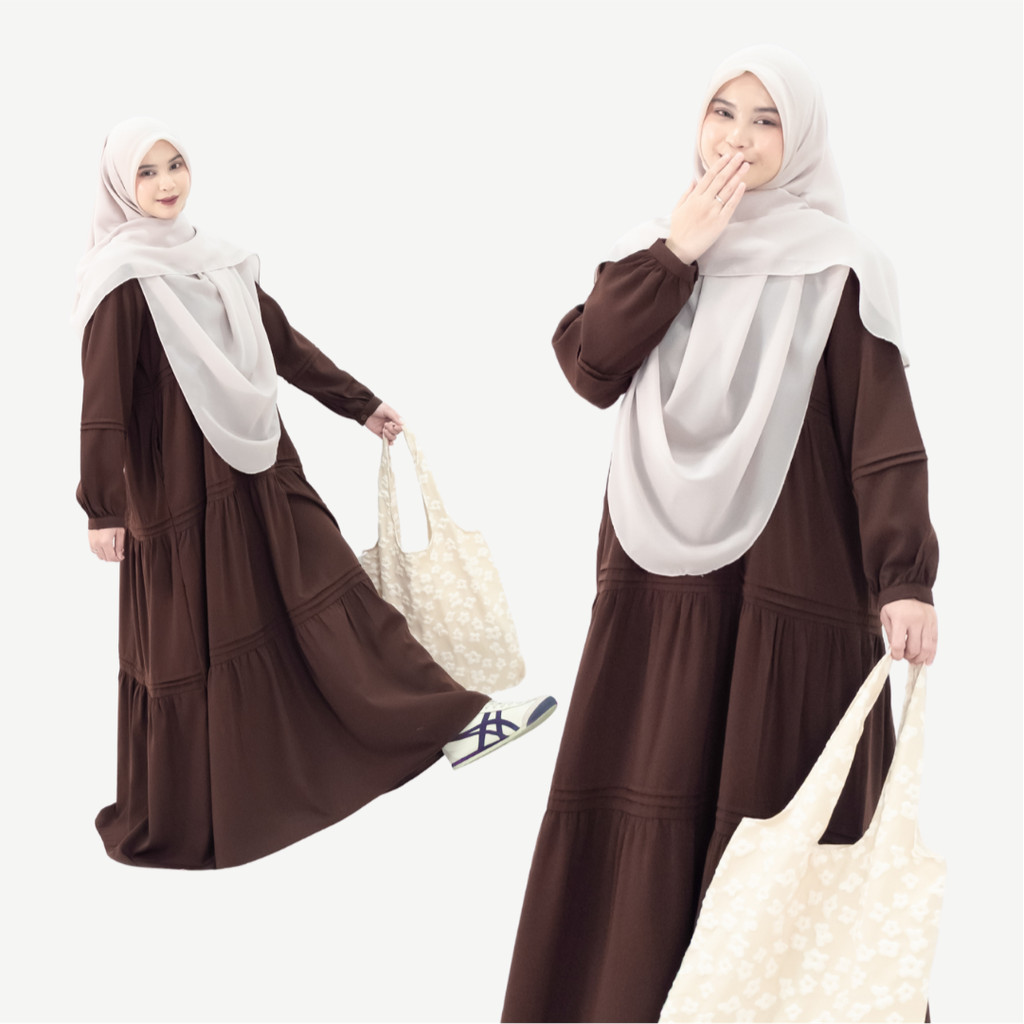 Mininos Kayla Dress Lipit Gamis Daily Busui Remaja Muslimah Terbaru