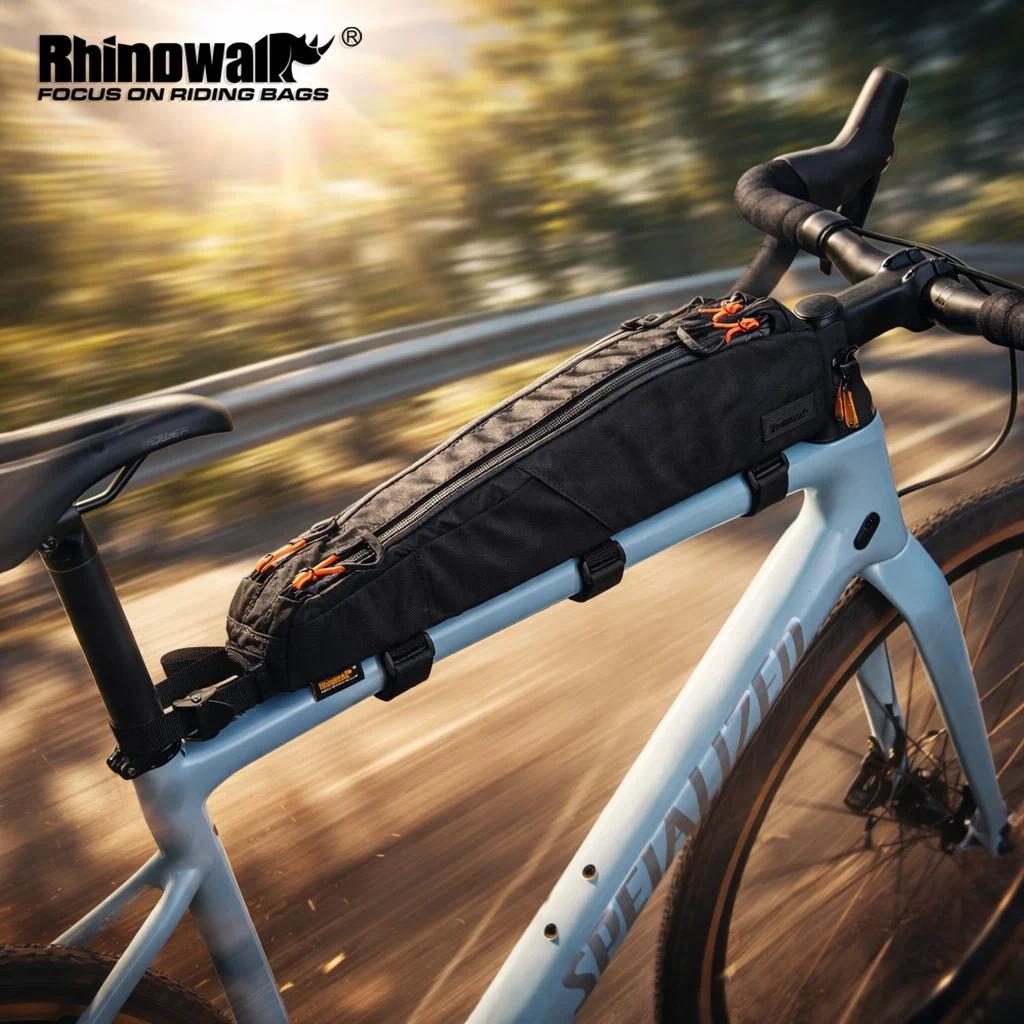 Rhinowalk Bike Top Tube Bag Water Resistant Extra Long 2L Bikepacking Frame Storage Bag Fits 18in+ F