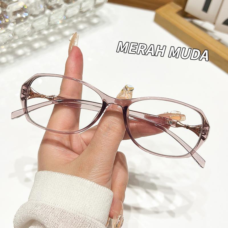 Bisa Cod Kacamata Baca Plus Wanita Anti Radiasi Frame Oval Fashionable Hitam Merah Coklat Pink