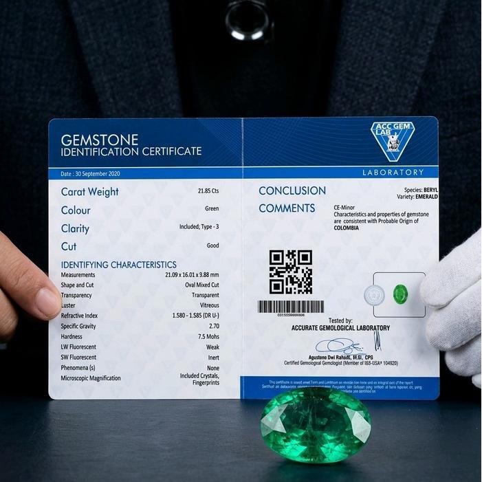 Batu Permata Emerald Beryl Colombia Bersertifikat